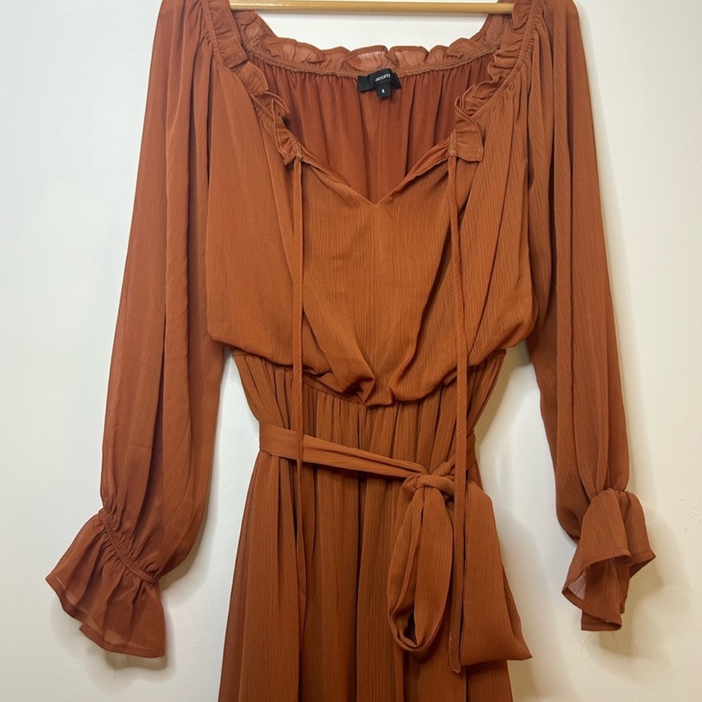 Brunt orange / pumpkin long sleeve tiered maxi dress size medium - Picture 10 of 10